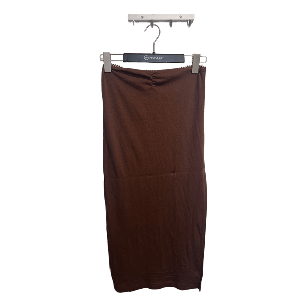 Brown midi skirt with a split on the side