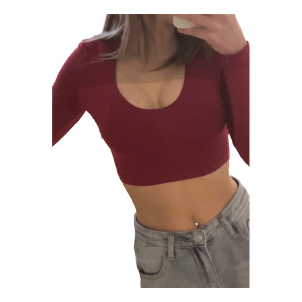 Raudonas ilgomis rankovėmis crop top