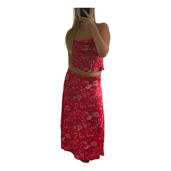 Red floral two-piece set