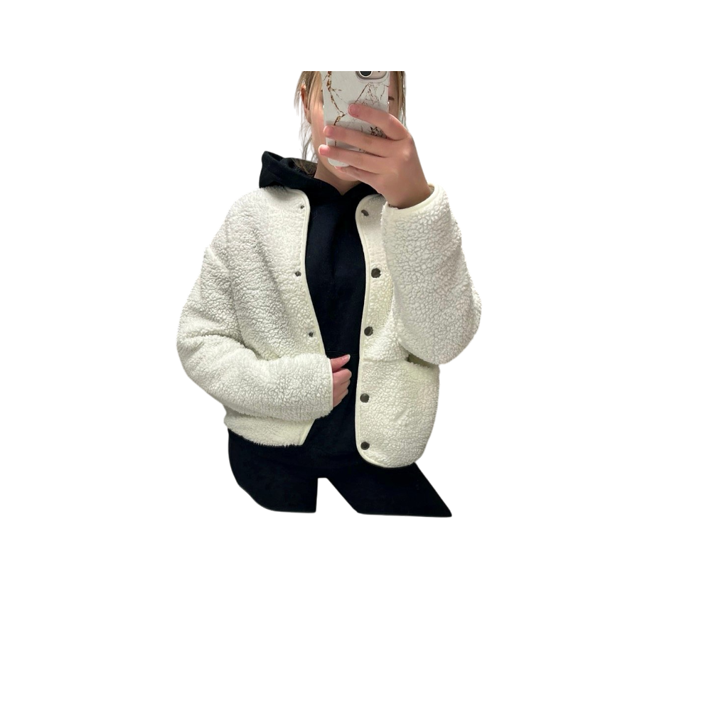 Valkoinen fleece takki