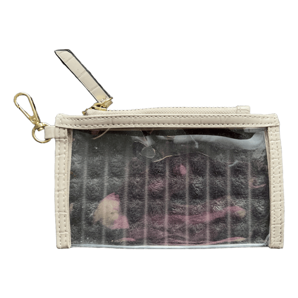 Beige faux leather pouch