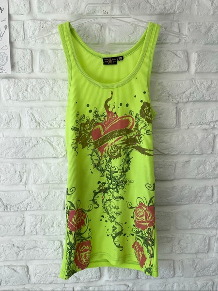 Neon green graphic tank top