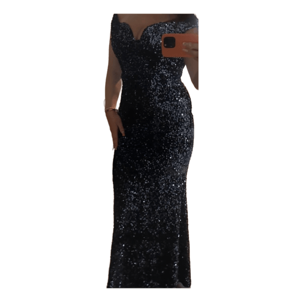 Navy paljetteklokke