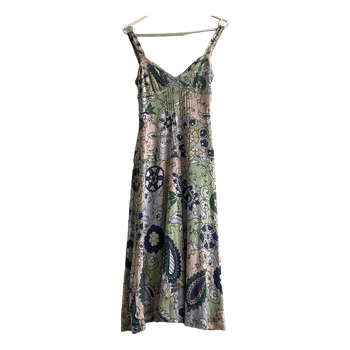 MNG Mango Vintage Paisley Midi Dress 100% Viscose Empire Waist Boho Y2K Size S