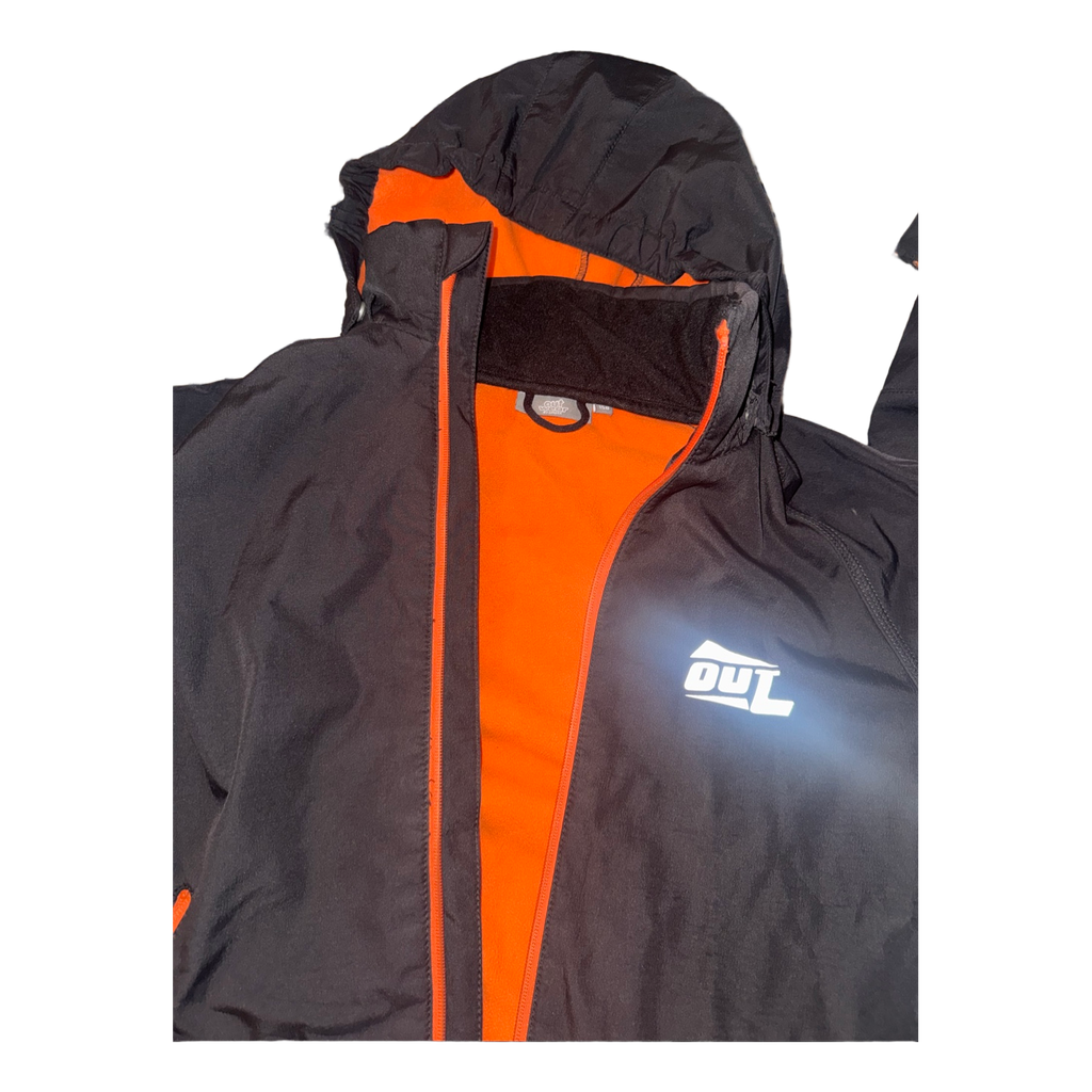 Black orange rain jacket