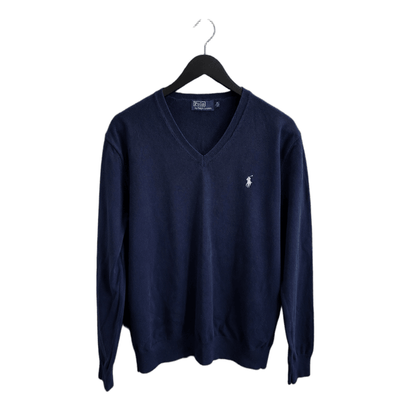 Navy blue V-neck jumper