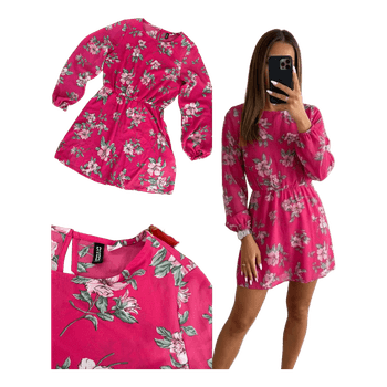 Pink floral mini dress
