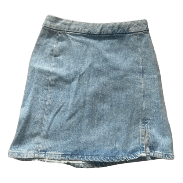 Blue denim mini skirt