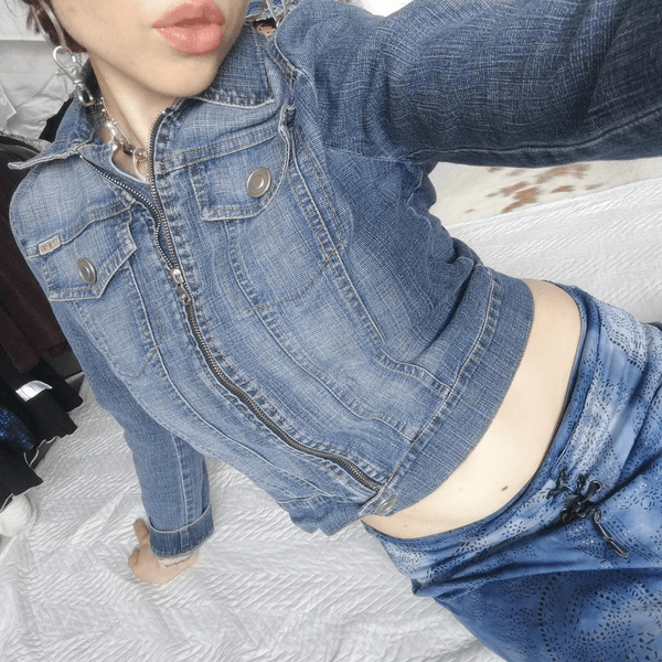 Short Denim Biker Jacket