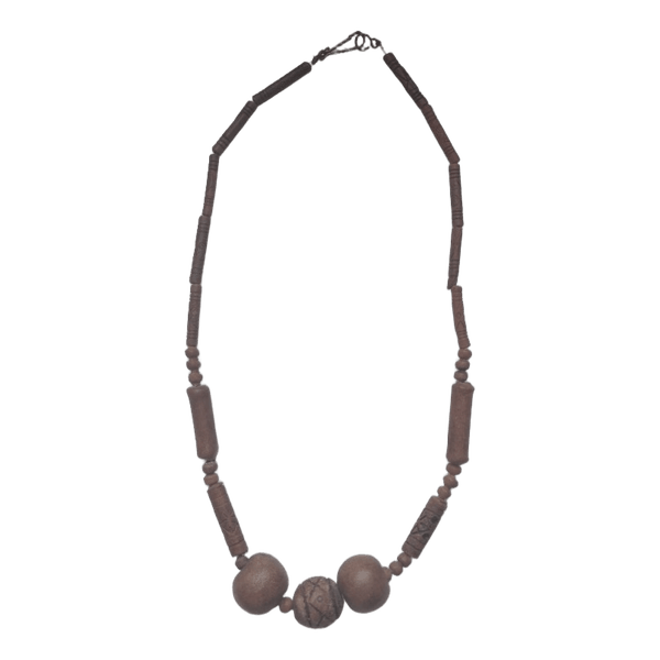 Brown wooden beaded necklace