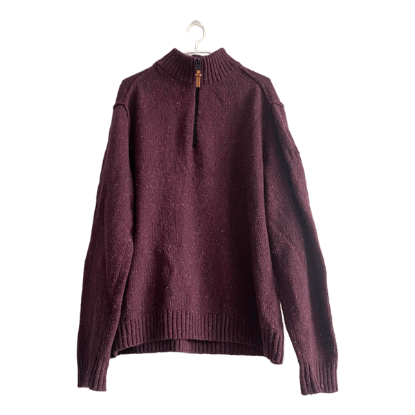 Camel Active Men’s Wool Alpaca Blend Quarter Zip Sweater XXL Burgundy Speckled Knit