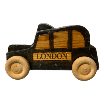 Handmade wooden toy taxi
