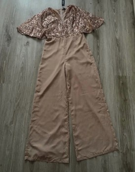 Beige sequin jumpsuit