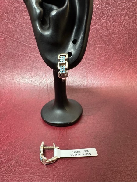 925 Silver Earrings with Turquoise-Colored Zirconia | NOS