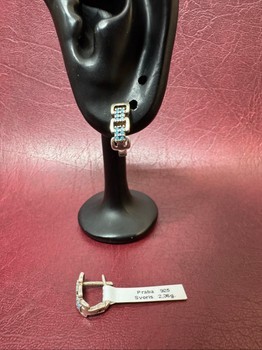 925 Silver Earrings with Turquoise-Colored Zirconia | NOS
