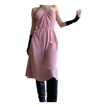 Pink velvet midi dress