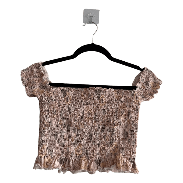 Rožinė gėlėta palaidinė crop Top