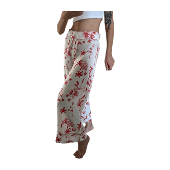 Lindex White Pants with Red Flowers