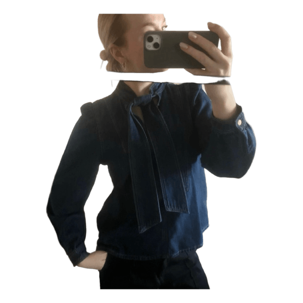 Zara denimbluse med bindebånd