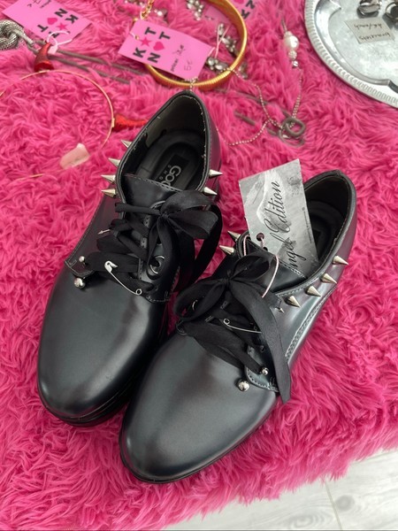 Black studded platform shoes (customized)
