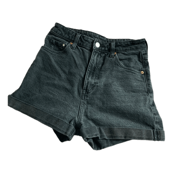 Black denim mom shorts