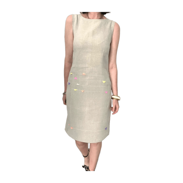 Kenzo beige sleeveless linen shift dress