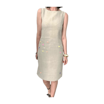 Kenzo beige sleeveless linen shift dress