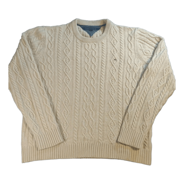 Tommy Hilfiger Villasekoite Palmikkoneule - Luonnonvalkoinen - Miesten L/XL