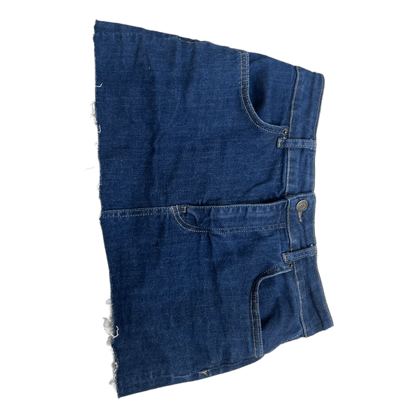 Blå denim mininederdel