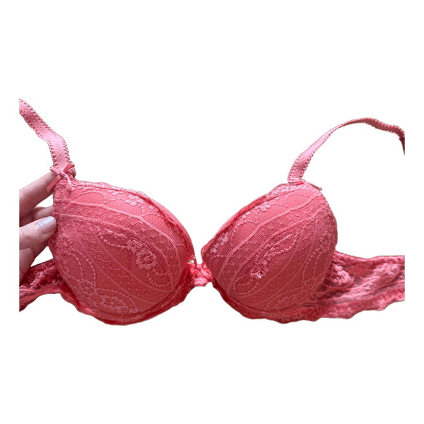 Pink lace bra