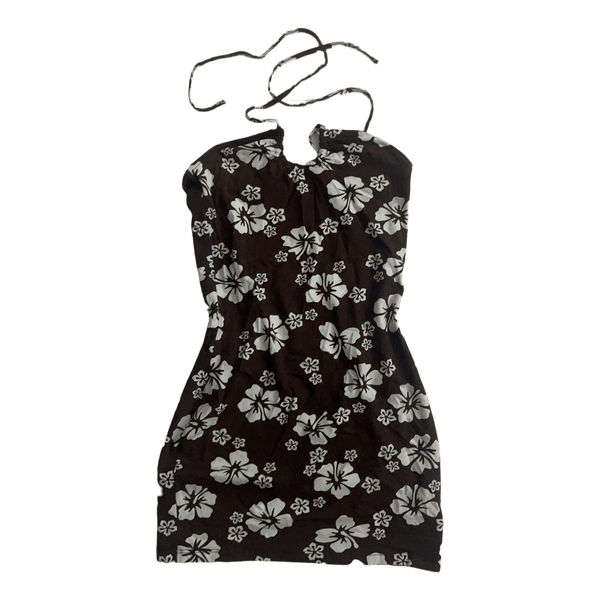 Brown floral halter dress