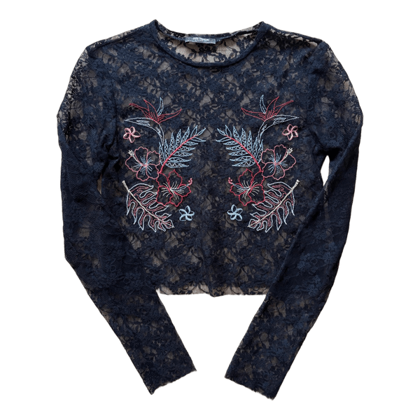 Black lace embroidered top