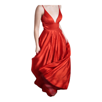 Red satin formal dress