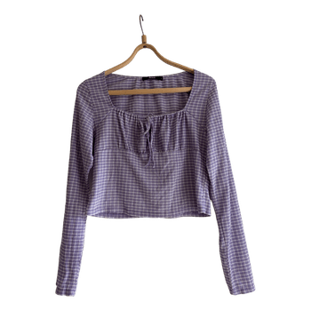 Purple checkered long-sleeve top