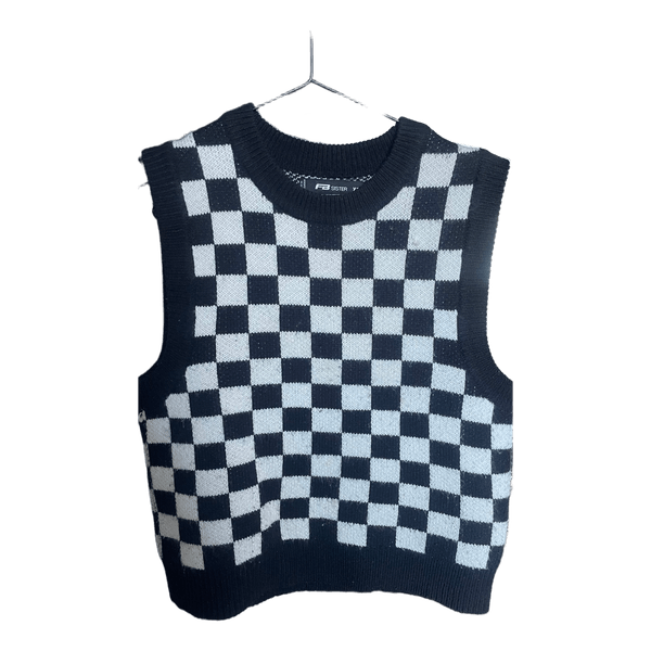 Black white checkered vest