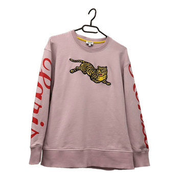 Kenzo Tiger embroidery and logo print sweatshirt in pink
