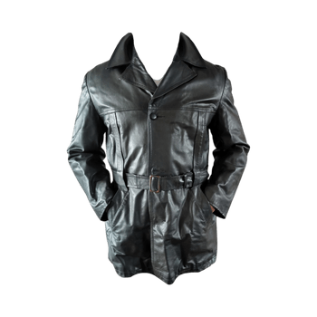 Black Leather Belted Jacket