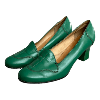 Vintage CEBO Leather Loafers EU 37 • Emerald Green, 1970s