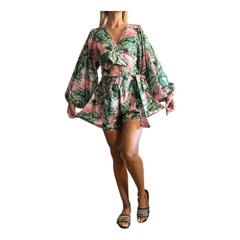 Tropical print romper