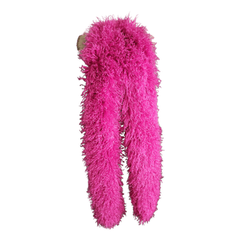 Rožinis dirbtinio kailio šalikas