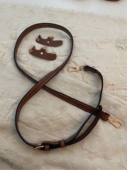 New brown leather strap + holders
