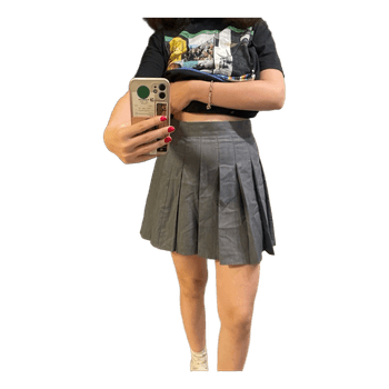 Grey pleated mini skirt