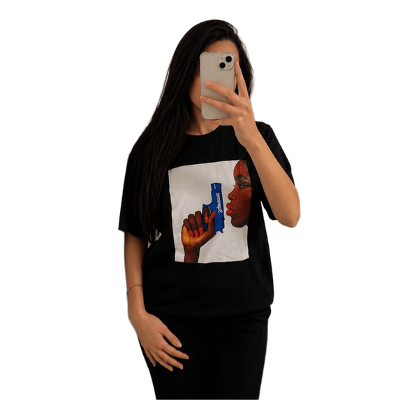 Sort t-shirt med print