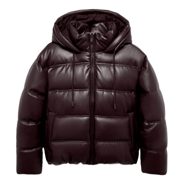 Padded faux leather anorak