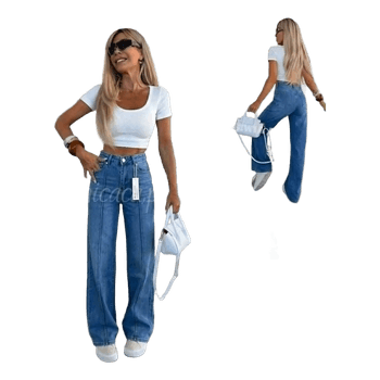 Blue wide leg jeans
