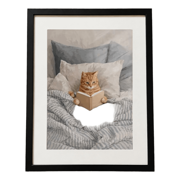 Reading Cat Canvas Wall Poster – 30 × 40 cm