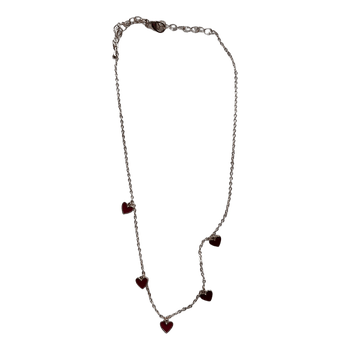 Gold tone red heart necklace
