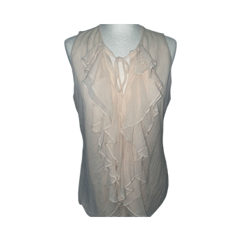 beige frill sleeveless blouse