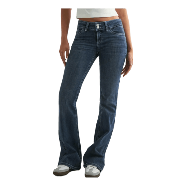 Blå utsvängda jeans