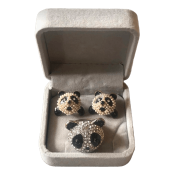 Panda earrings and a ring